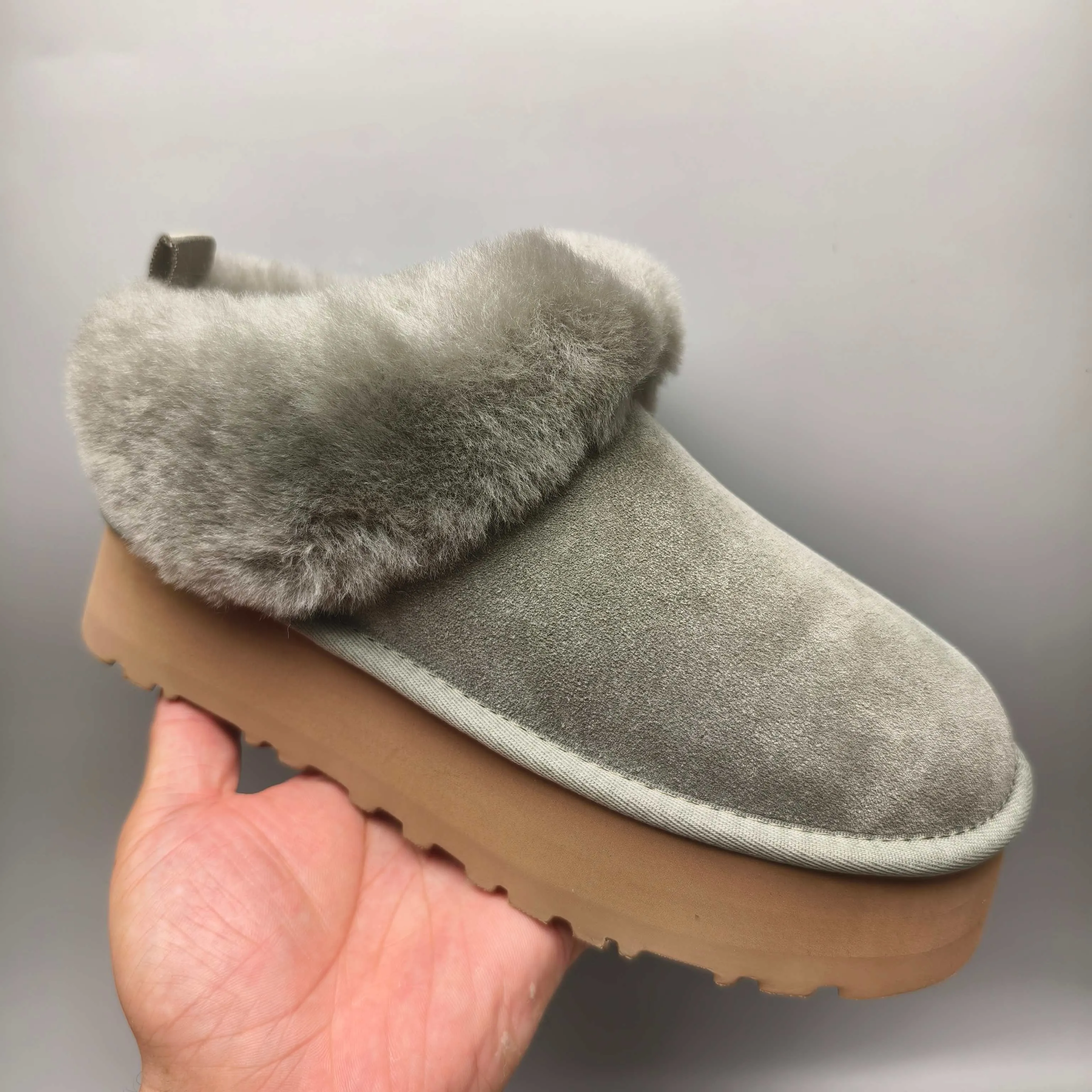 💰480 UGG sheepskin all-in-one snow boots 1393 Thick-soled suede style slip-on slip-ons Color: maroon green sand pink Matching size: 35-40